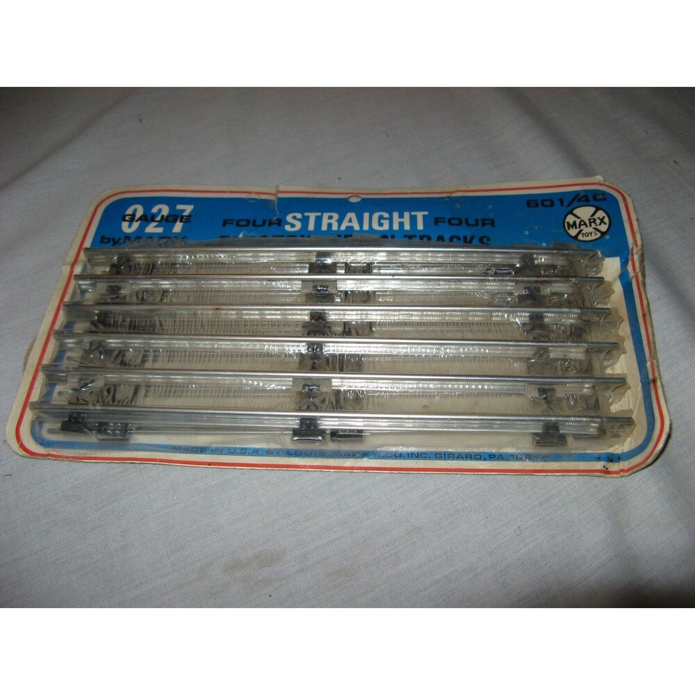 VINTAGE MARX 027 Gauge 4 Straight Electric Train Tracks USA New Sealed ~ 601/4C